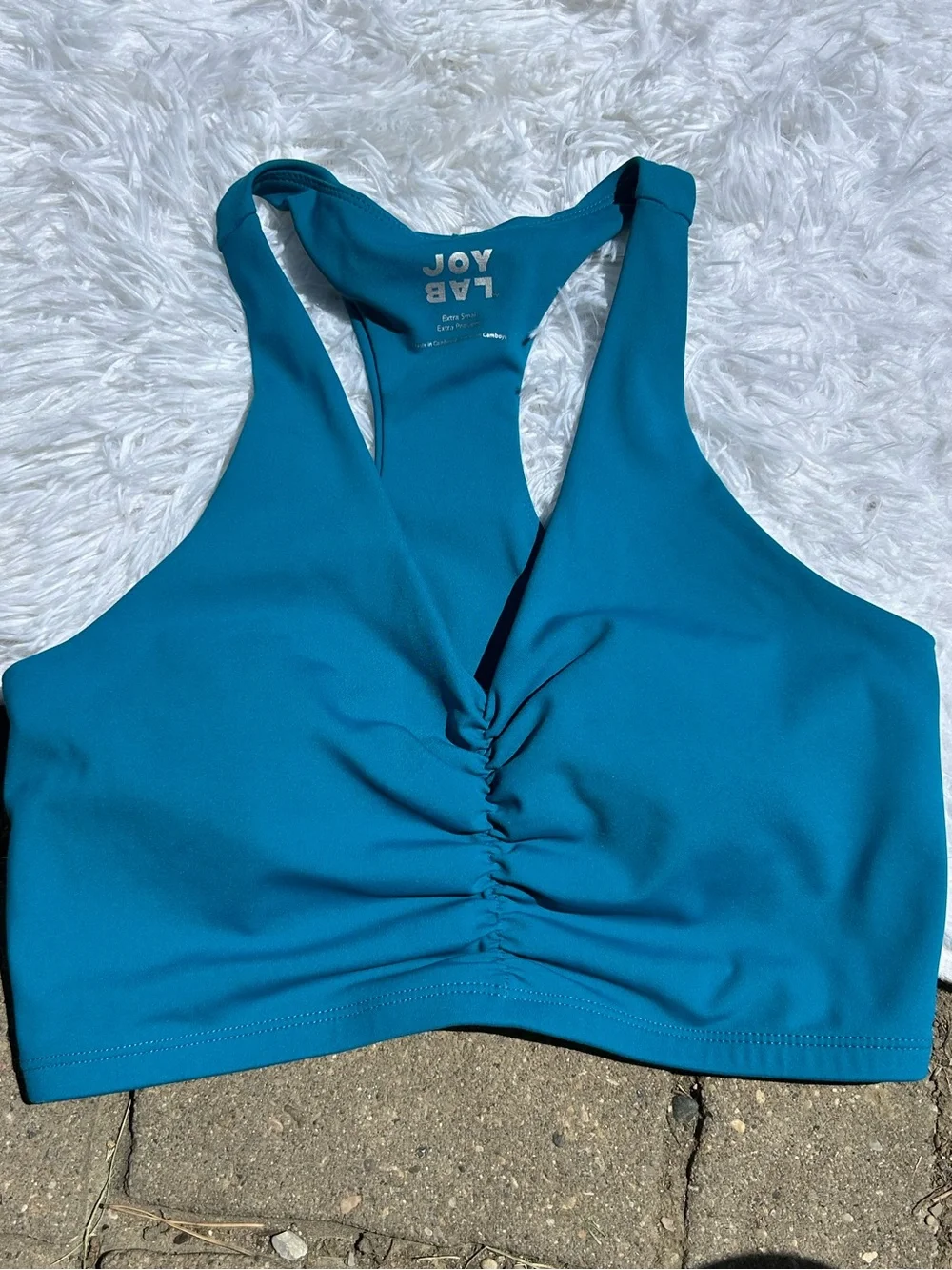 JoyLab Teal Ruched Racerback Sports Bra